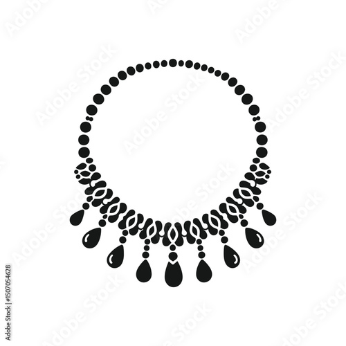 Ancient beads necklace silhouette vector graphic primitive handmade jewelry design element for historical reenactment or anthropological study