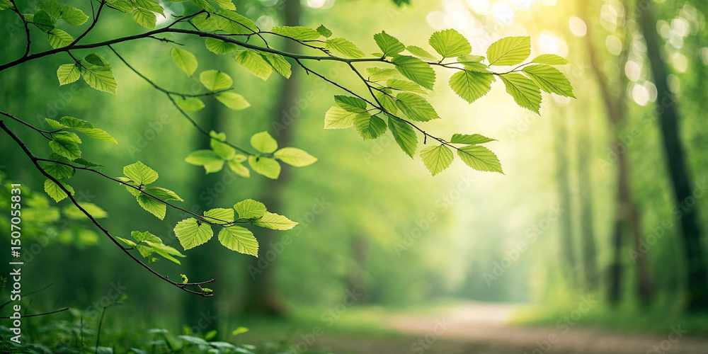 Obraz premium Green bokeh background from nature forest background