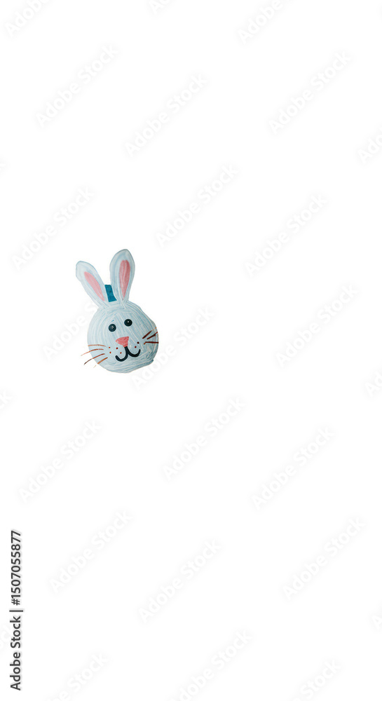 Obraz premium Illustration of a Cute Isolated White and Blue Bunny Head with transparent background