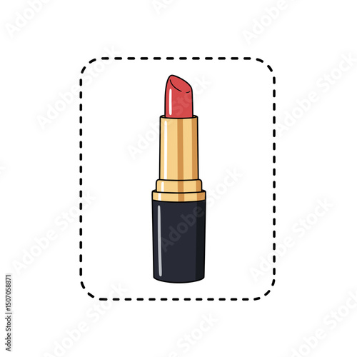 Lipstick in black and gold packaging on a white background for beauty  