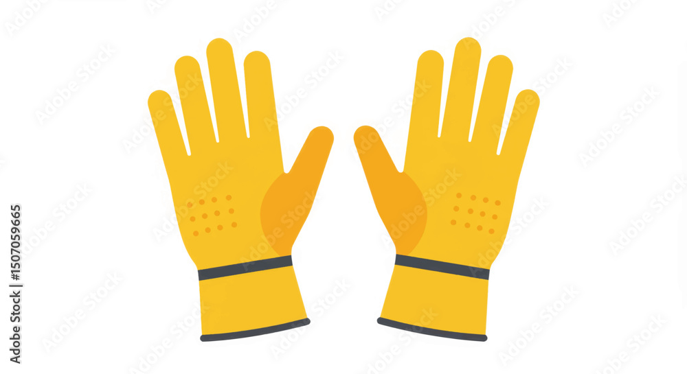 Fototapeta premium Bright yellow rubber gloves used for cleaning tasks in a household setting during daytime
