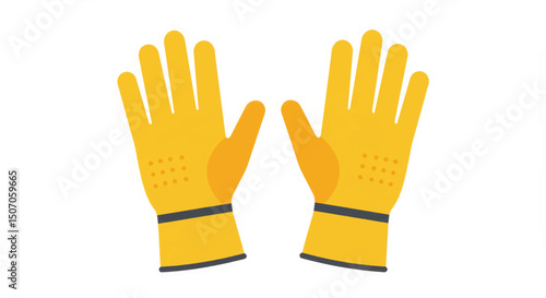 Bright yellow rubber gloves used for cleaning tasks in a household setting during daytime