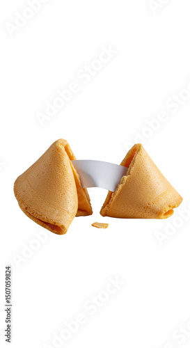 Isolated Transparent Background of Fortune Cookie with Blank Message