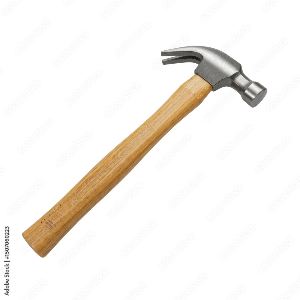 Claw hammer with wooden handle isolated on transparent background Claw hammer with wooden handle isolated on transparent background