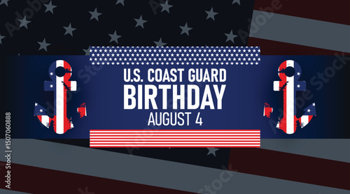 Coast Guard Birthday Poster with Dual Flags and Bold Typography