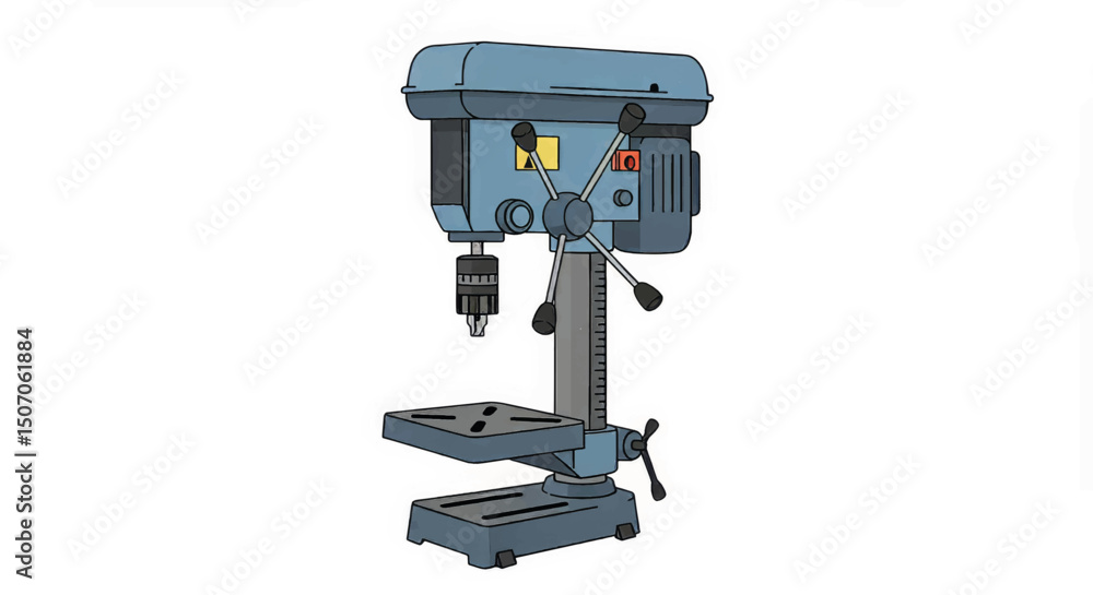 Fototapeta premium Vertical drill press used for precision drilling in a workshop setting
