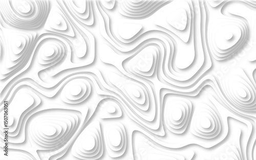 Abstract white paper cut background with lines. Background of the topographic map. White wave paper curved reliefs abstract background. topography line map. Vintage outdoors style. 