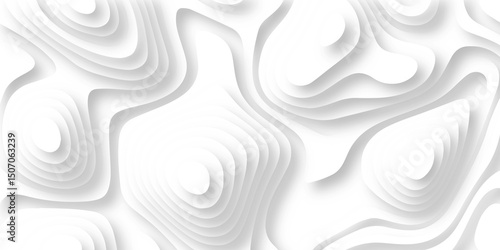 Abstract white paper cut background with lines. Background of the topographic map. White wave paper curved reliefs abstract background. topography line map. Vintage outdoors style. 
