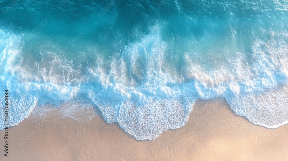 Obraz premium Turquoise waves on sandy beach