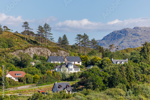 Fototapeta Picturesque Highland Community in Morar, Near Arisaig, Scotland – Green Hills, S