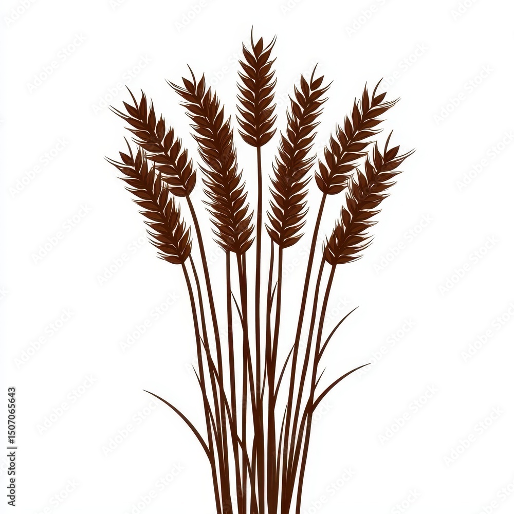 Fototapeta premium A stylized illustration of wheat stalks on a white background.