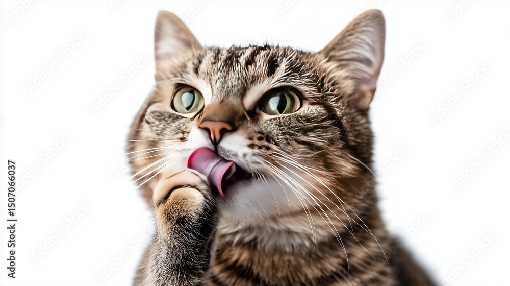 Gray and Orange Tabby Cat Sitting on White Background - Cute Pet Theme Design for Animal Illustrations and Minimalist Pet Product Advertising Gray and Orange Tabby Cat Sitting on White Background - Cute Pet Theme Design for Animal Illustrations and Minimalist Pet Product Advertising