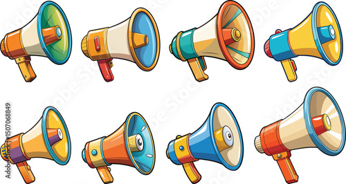 set of colorful megaphones vector illustration