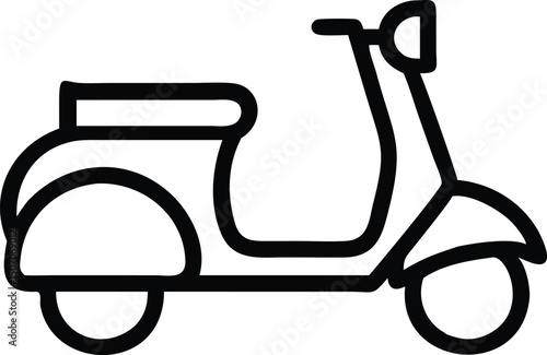 A bold black line evokes a vintage moped in a minimalist style