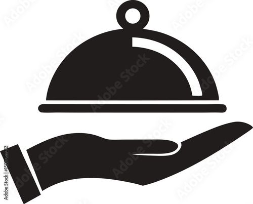 displays a hand presenting a covered dish against a transparent backdrop