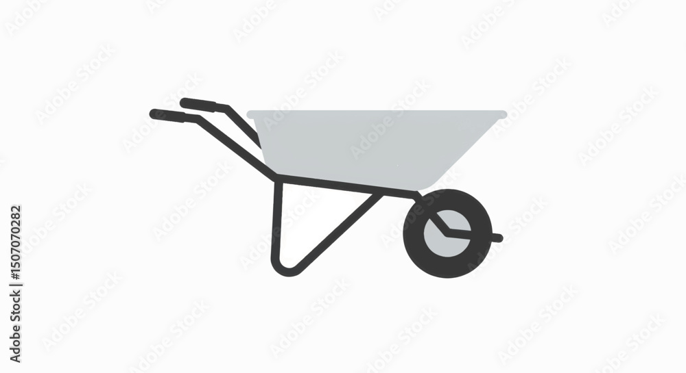 Wheelbarrow located in a construction area ready for outdoor projects during daylight hours Wheelbarrow located in a construction area ready for outdoor projects during daylight hours
