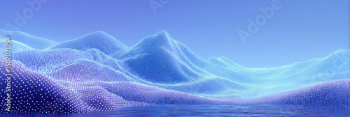 Futuristic Digital Landscape: Abstract Commercial Background with Blue Gradient and Mountain-like Patterns. AI-Generated Fusion of Technology and Nature for Posters, Banners, and Wallpapers. Ideal for