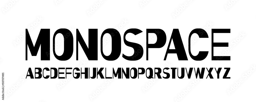 Obraz premium Monospace vector font with uniform uppercase letters