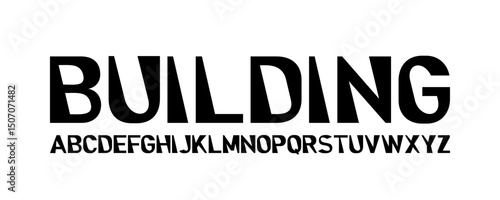 Building geometric vector font with bold uppercase letters