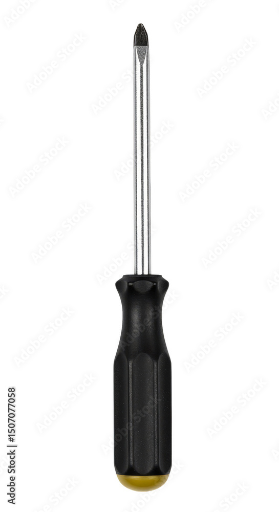 Obraz premium Isolated Transparent Screwdriver Tool with Black Handle Repair Equipment
