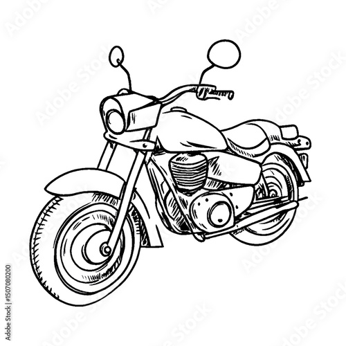 Sketch of a classic motorcycle illustration for design and decoration use silhouette