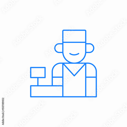 cashier with register icon sign vector