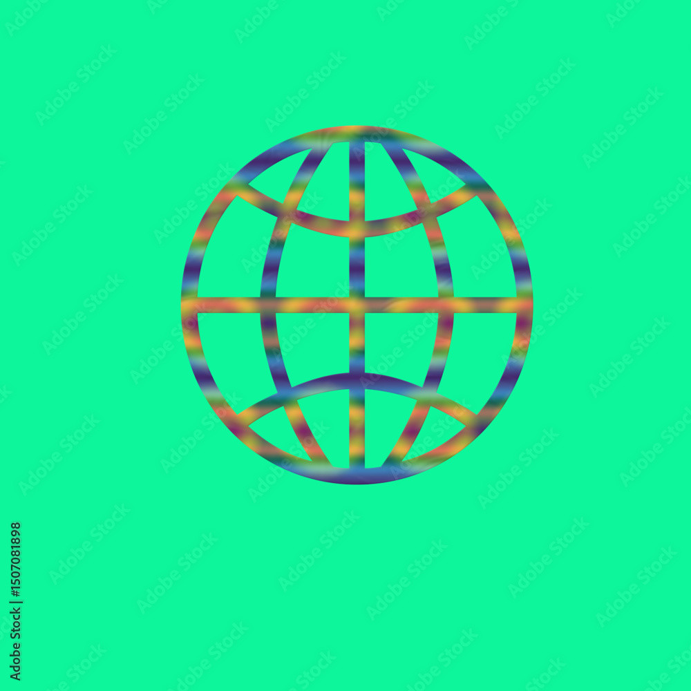 Obraz premium Global Network Earth Icon on Green Background | World Symbol for Technology, Connectivity, International Business and Environmental Concepts