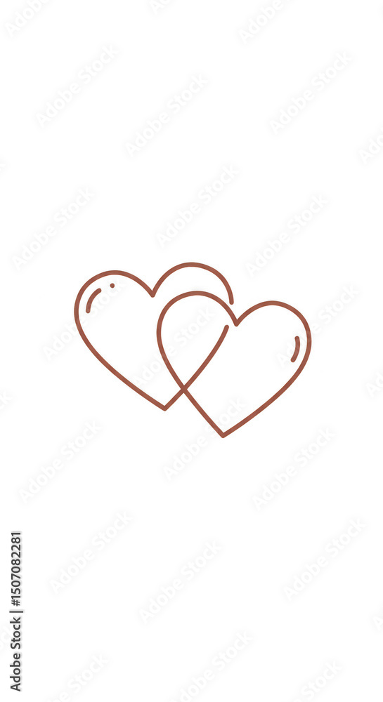Illustration Two Colorful Hearts Intertwined with Abstract Doodle Design Illustration Two Colorful Hearts Intertwined with Abstract Doodle Design