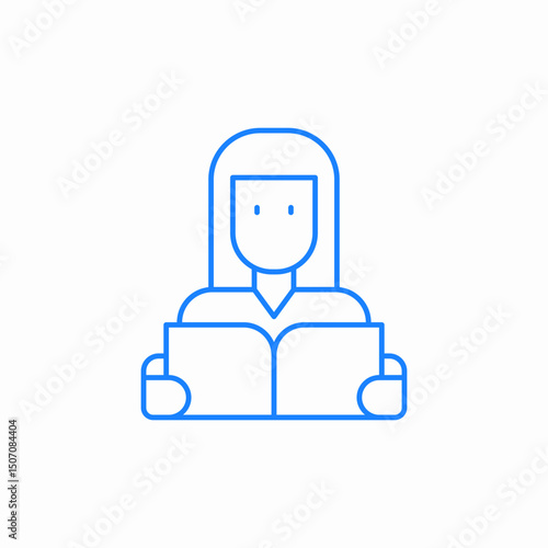 woman reading book icon sign vector
