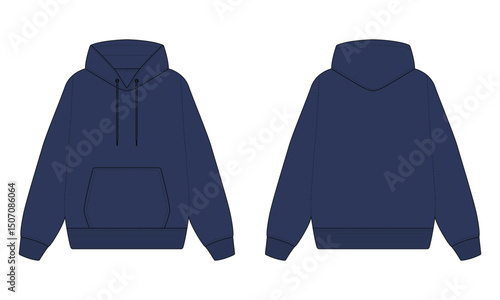 Navy Blue Hoodie Front and Back View