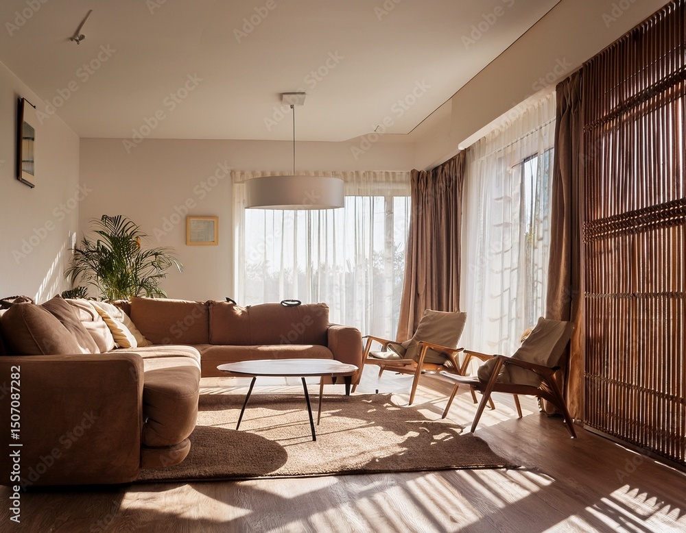 Fototapeta premium interior design of living room with bright and good light