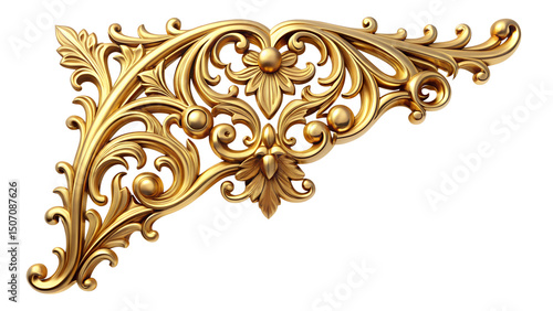 Golden Filigree Corner: A beautifully rendered golden filigree corner, intricate with floral details, offers a touch of refined elegance and decorative artistry.