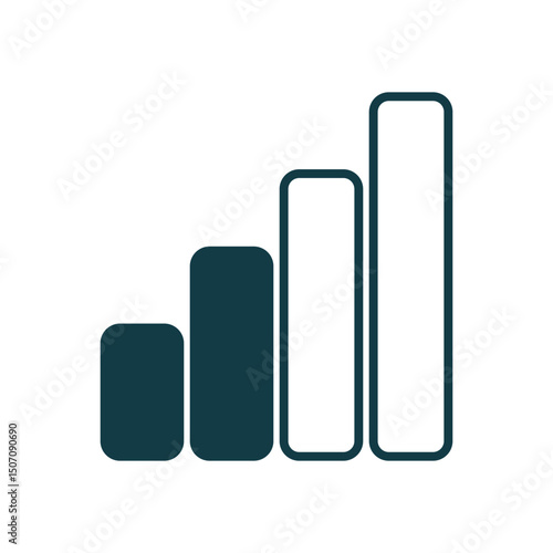 Mobile reception level symbol showing moderate connectivity in flat minimalist style