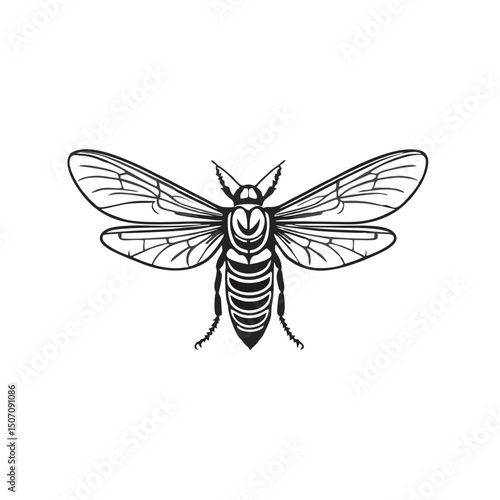 Bilde på lerret Locus Logo With Spread Wings, Flat Design, Monochrome