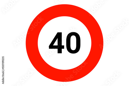 Free Download Speed Limit Sign – 40 km/h Circular Traffic Warning - GFXLoad