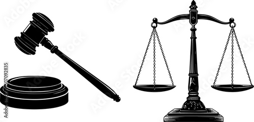 Gavel and Scales of Justice Silhouette