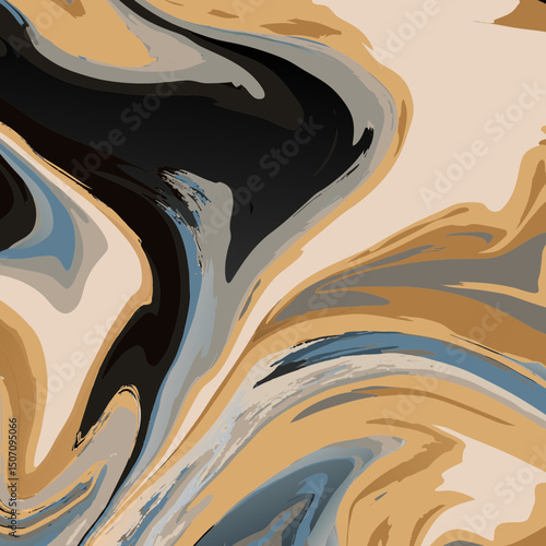 Abstract liquid acrylic painting with gold veins on black, elegant marbled watercolor texture for modern digital use.