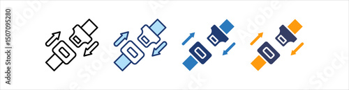 Seatbelt Icon Set Multiple Style Collection