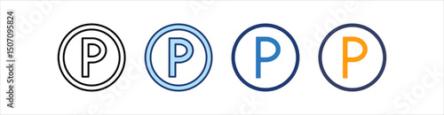 Parking Sign Icon Set Multiple Style Collection