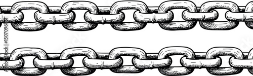 Detailed illustration of interlocking metal chains for design and decorative purposes. Vector illustration