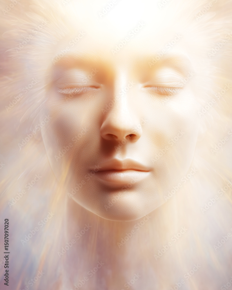 Serene Face Radiating Inner Light A Symbolic Representation of Peace and Tranquility Serene Face Radiating Inner Light A Symbolic Representation of Peace and Tranquility