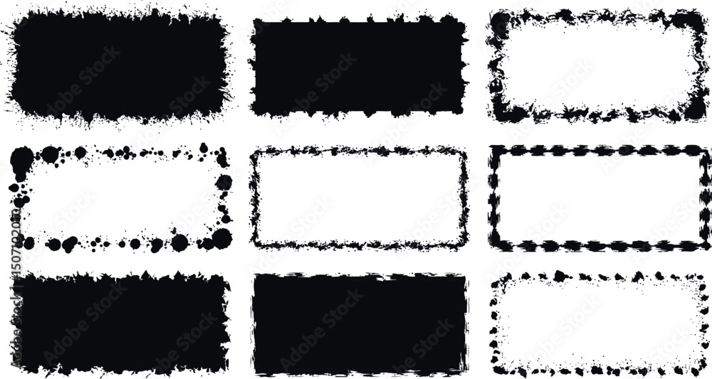 Obraz premium Grunge ink border collection for creative design projects. Vector illustration