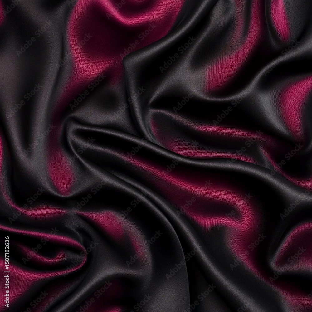 Fototapeta premium Black and red silk fabric with elegant draping and smooth texture