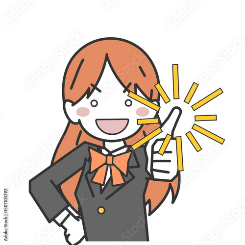 グッドサインを出す女子生徒・学生