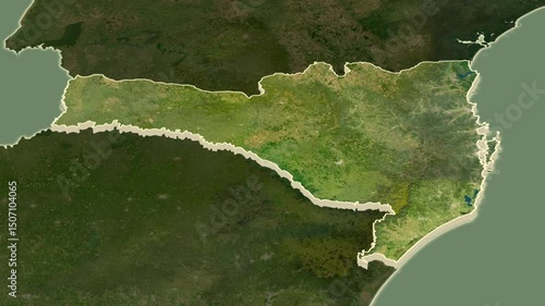 Santa Catarina - state of Brazil, extruded. Satellite map