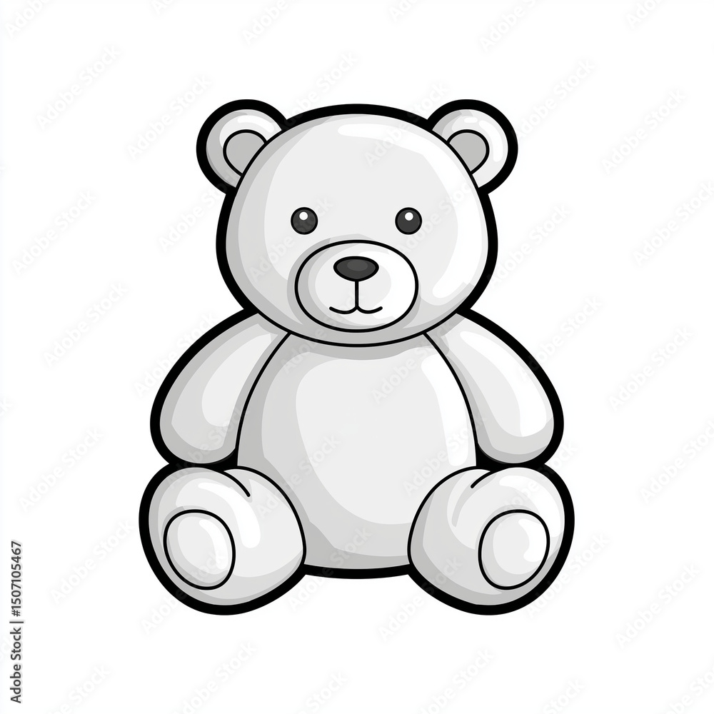 Obraz premium Cute shiny white teddy bear with big head and cartoon eyes