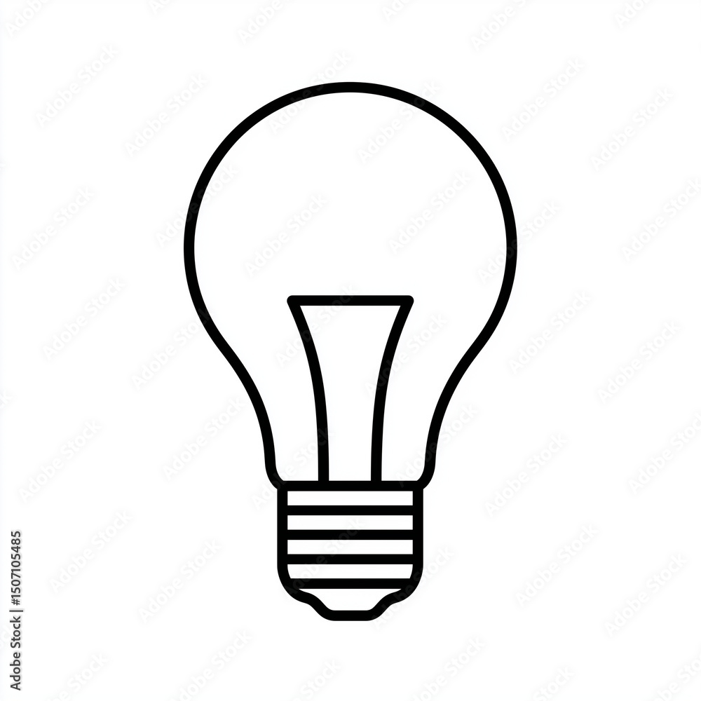 Minimalist black outline of a classic light bulb icon Minimalist black outline of a classic light bulb icon