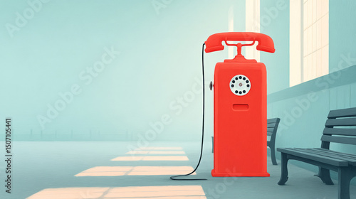 Wallpaper Mural Vintage red telephone in fire station interior - retro communication concept for design Torontodigital.ca