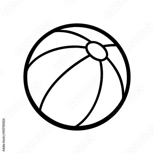 Beach ball outline illustration with colorful sections representing summer  