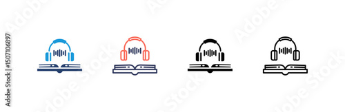 Audiobook Icon set multiple style collection